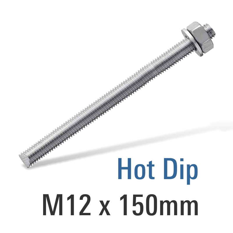 8.8 Hot Dip Galv Stud M12 X150 With Nut And Washer