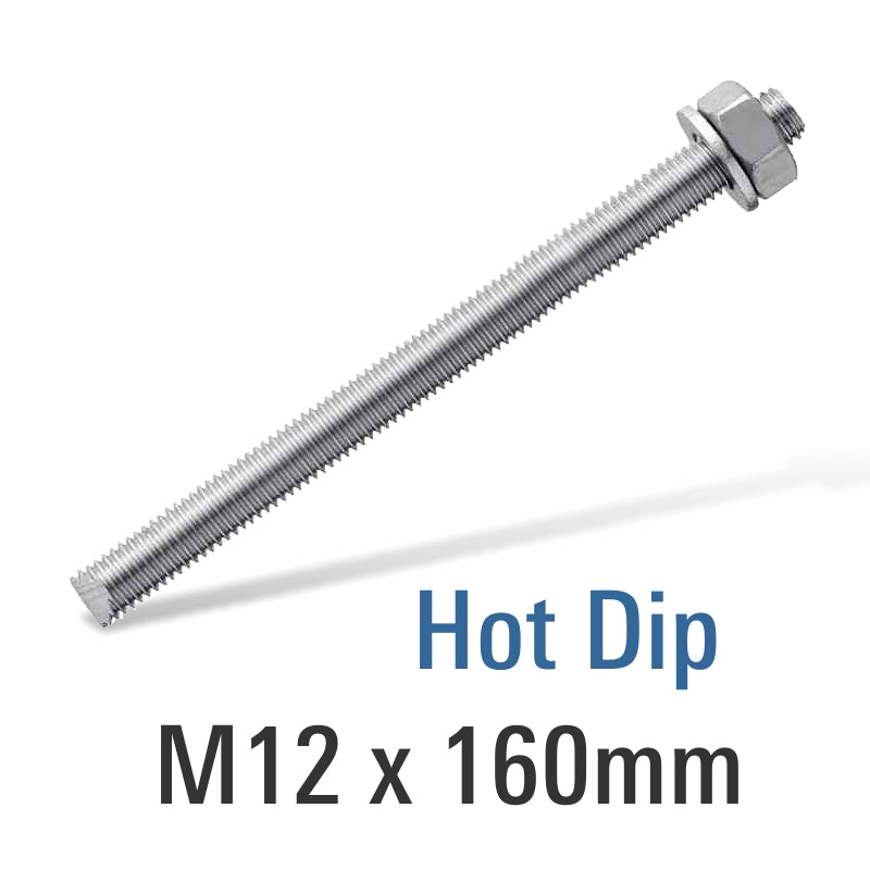 8.8 Hot Dip Galv Stud M12 X160 With Nut And Washer