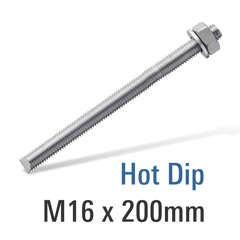 8.8 Hot Dip Galv Stud M16 X200 With Nut And Washer