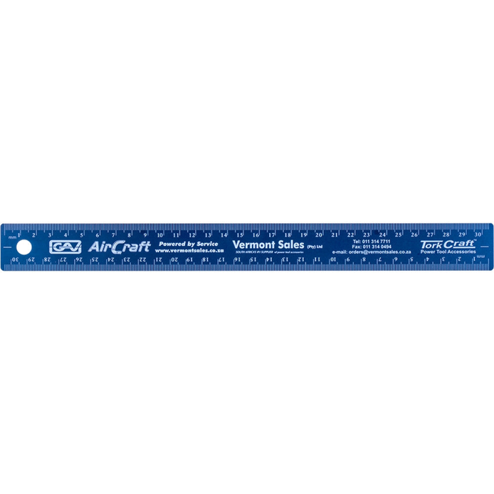 300 Mm Cork Backed Stainless Steel Ruler Blue