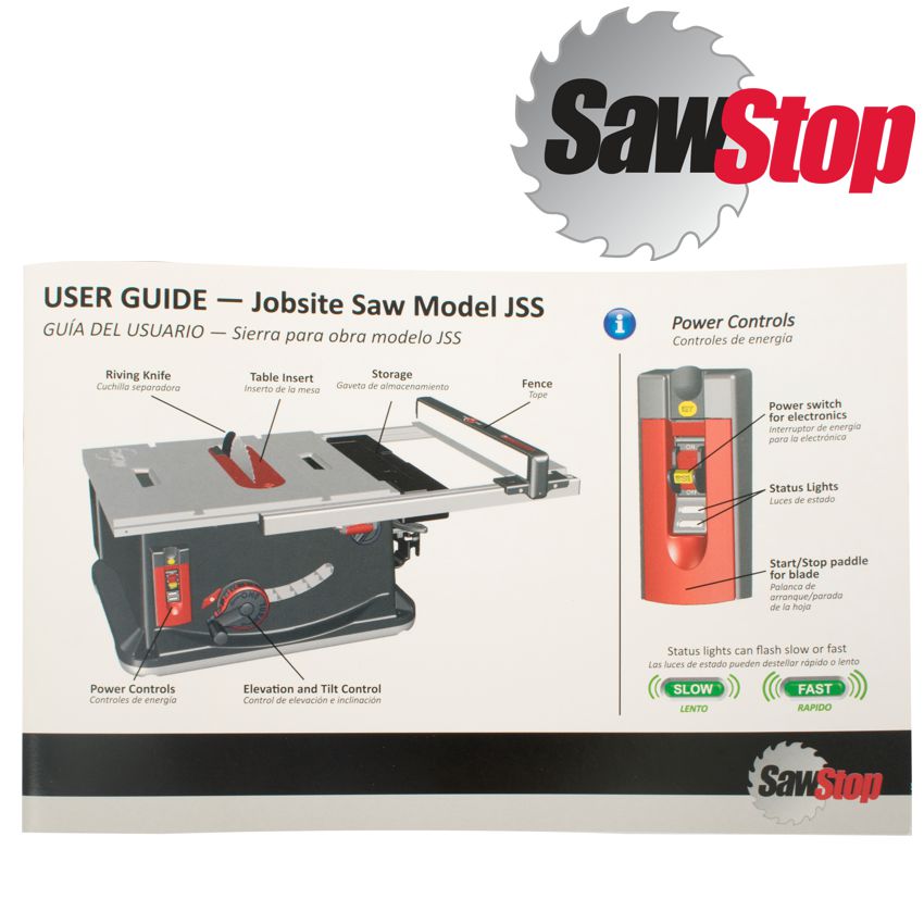 Sawstop User Guide / Catalogue For Jss