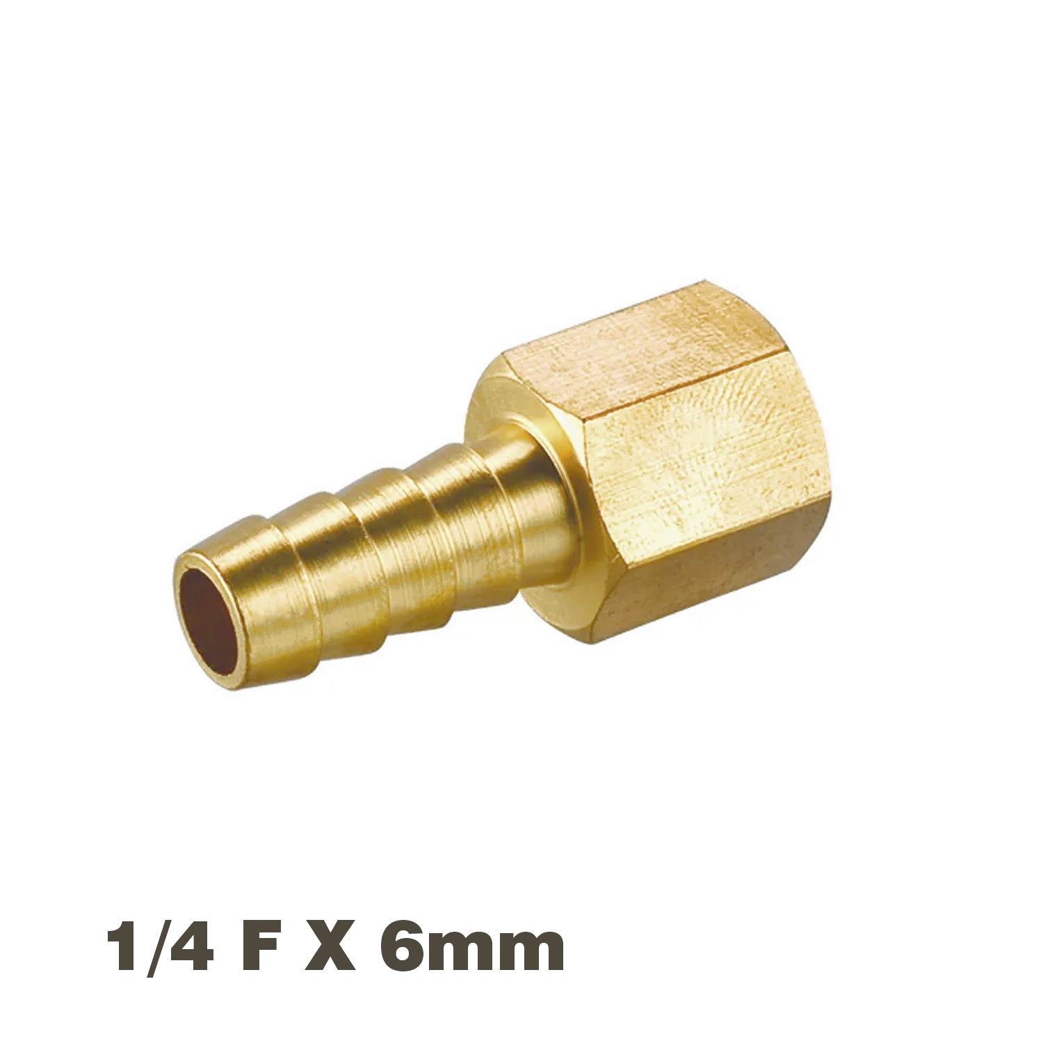 Hose Tail Connector Brass 1/4 F X 6 Mm