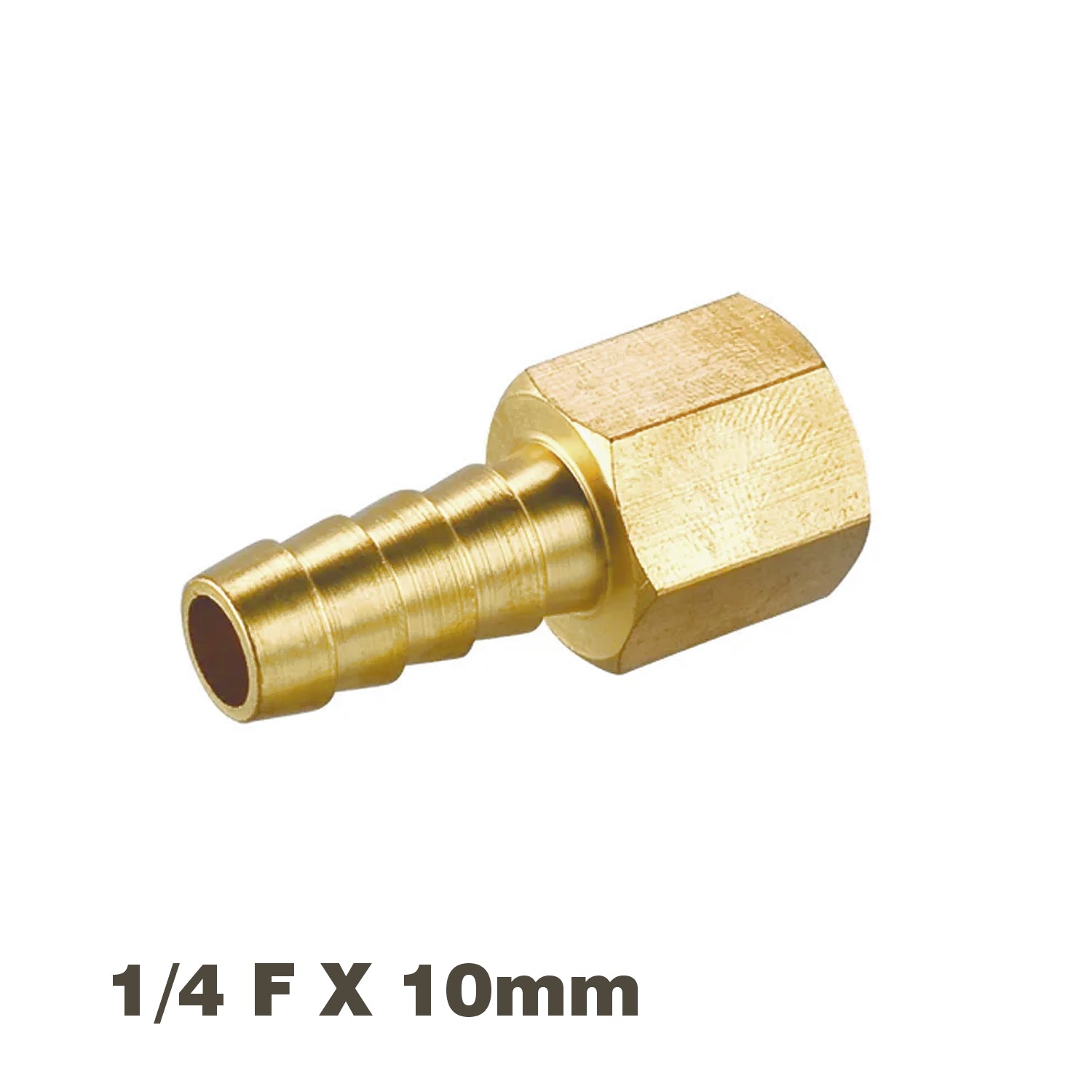 Hose Tail Connector Brass 1/4 F X 10 Mm