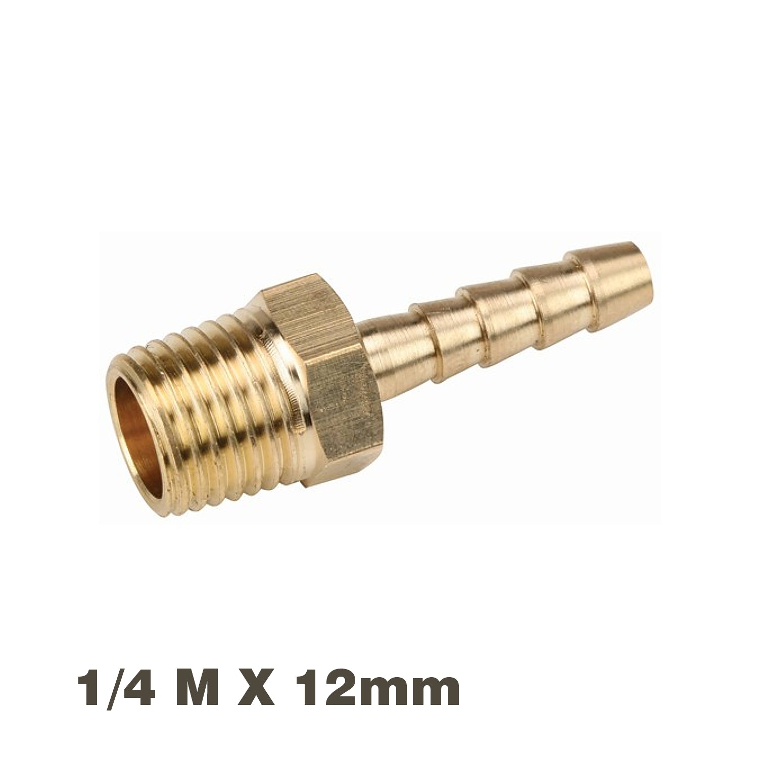 Hose Connector Brass 1/4 Mx12 Mm