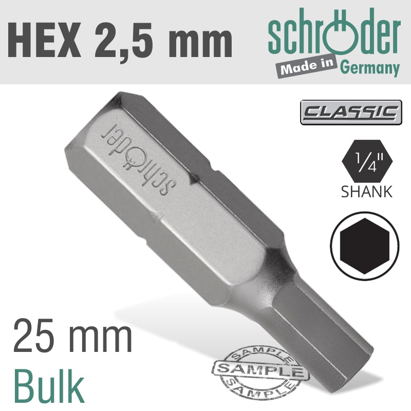 Hex/Allen Ins.Bit 2.5 Mm Bulk