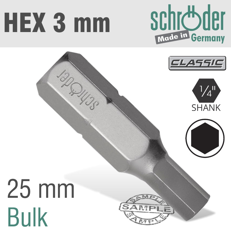 Hex/Allen Insert Bit 3 Mm Bulk