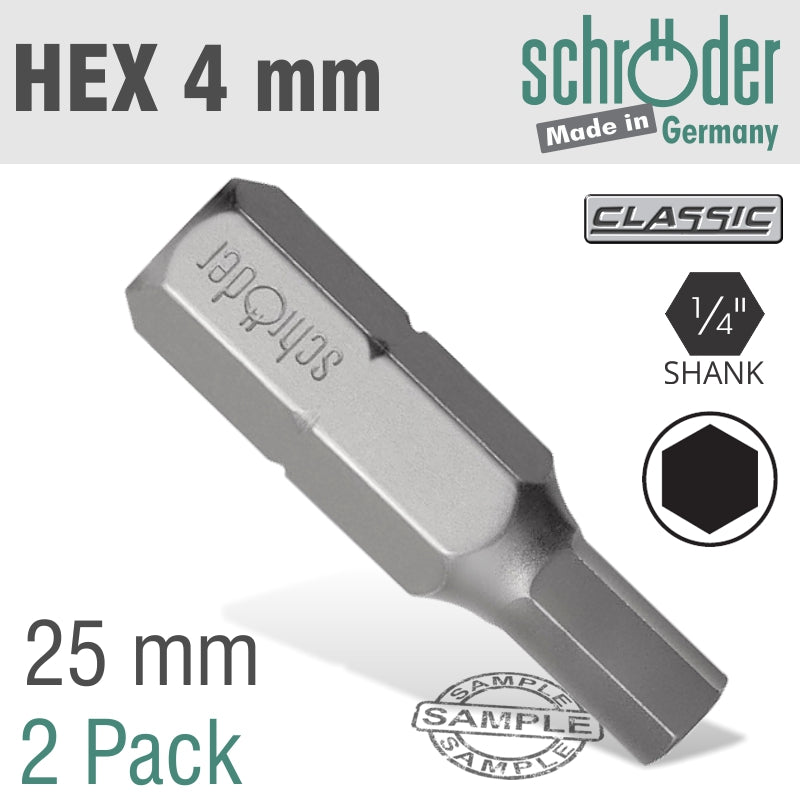 Hex/Allen Ins.Bit 4 Mm 2/Pack