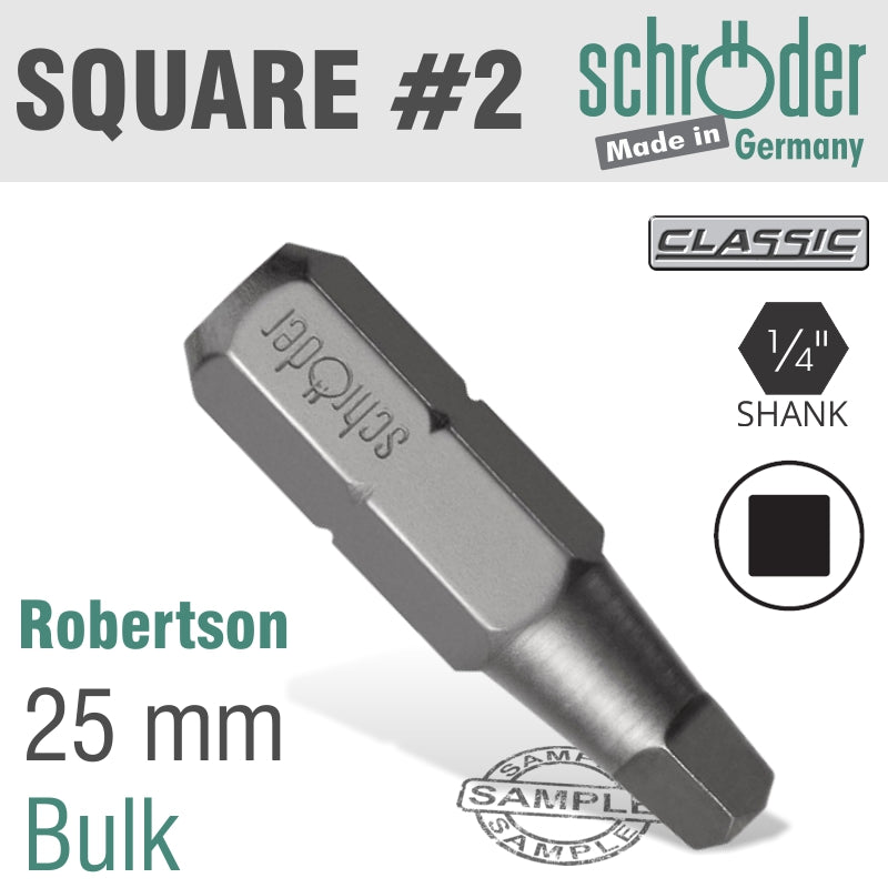 Sq.Recess No.2 X25 Mm Insert Bit