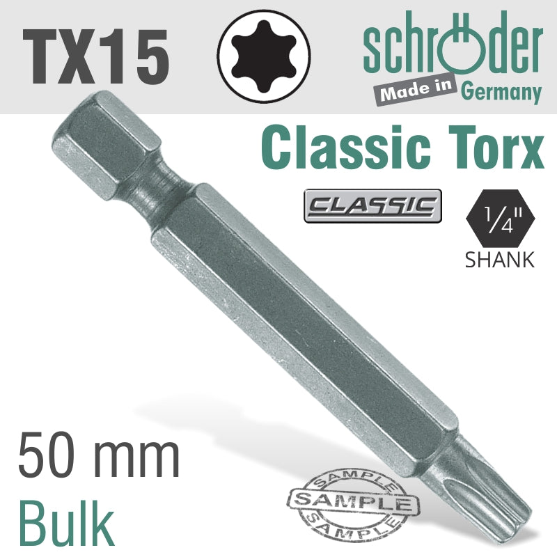 Torx Tx15 Classic Power Bit 50 Mm Bulk