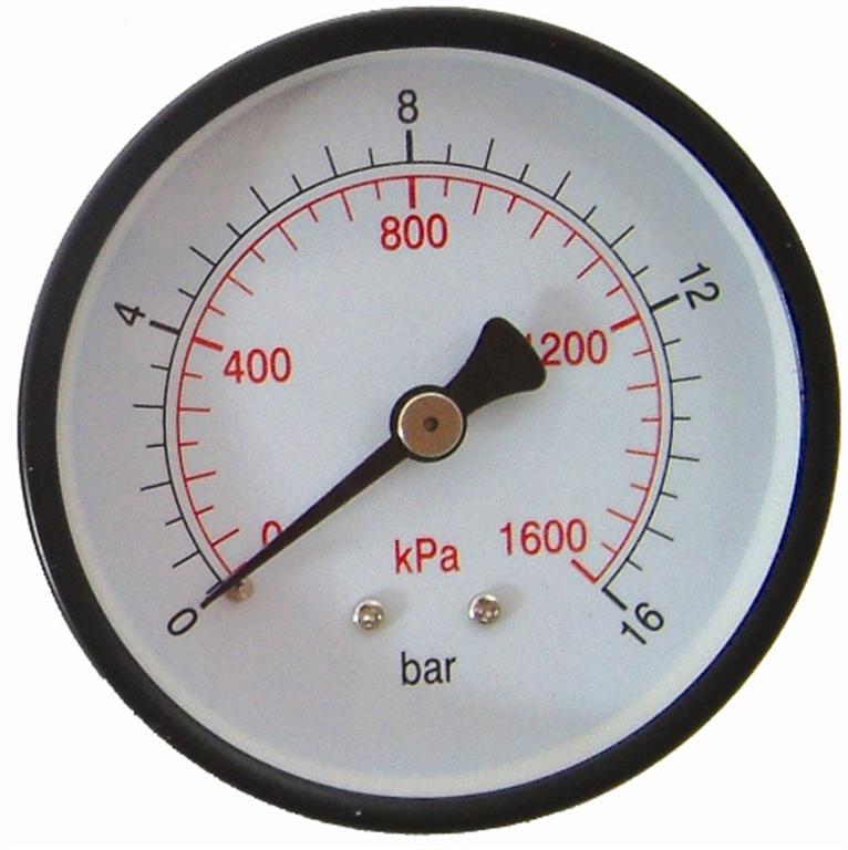 Press. Gauge 63 Mm Rear Fit 1/4'0 16 Bar 0 1600 Kpa