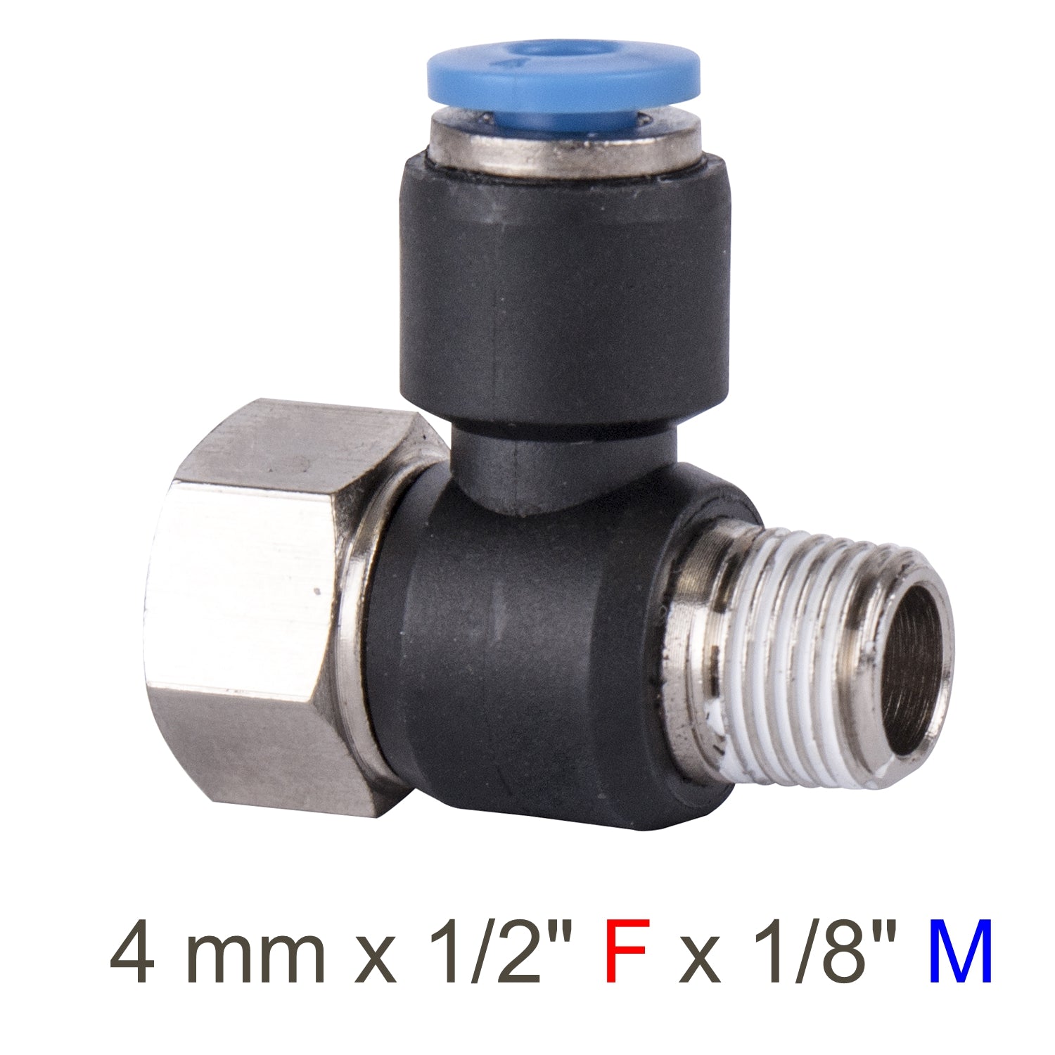 Pu Hose Fitting Tee 4 Mm X 1/8'f X 1/8'm