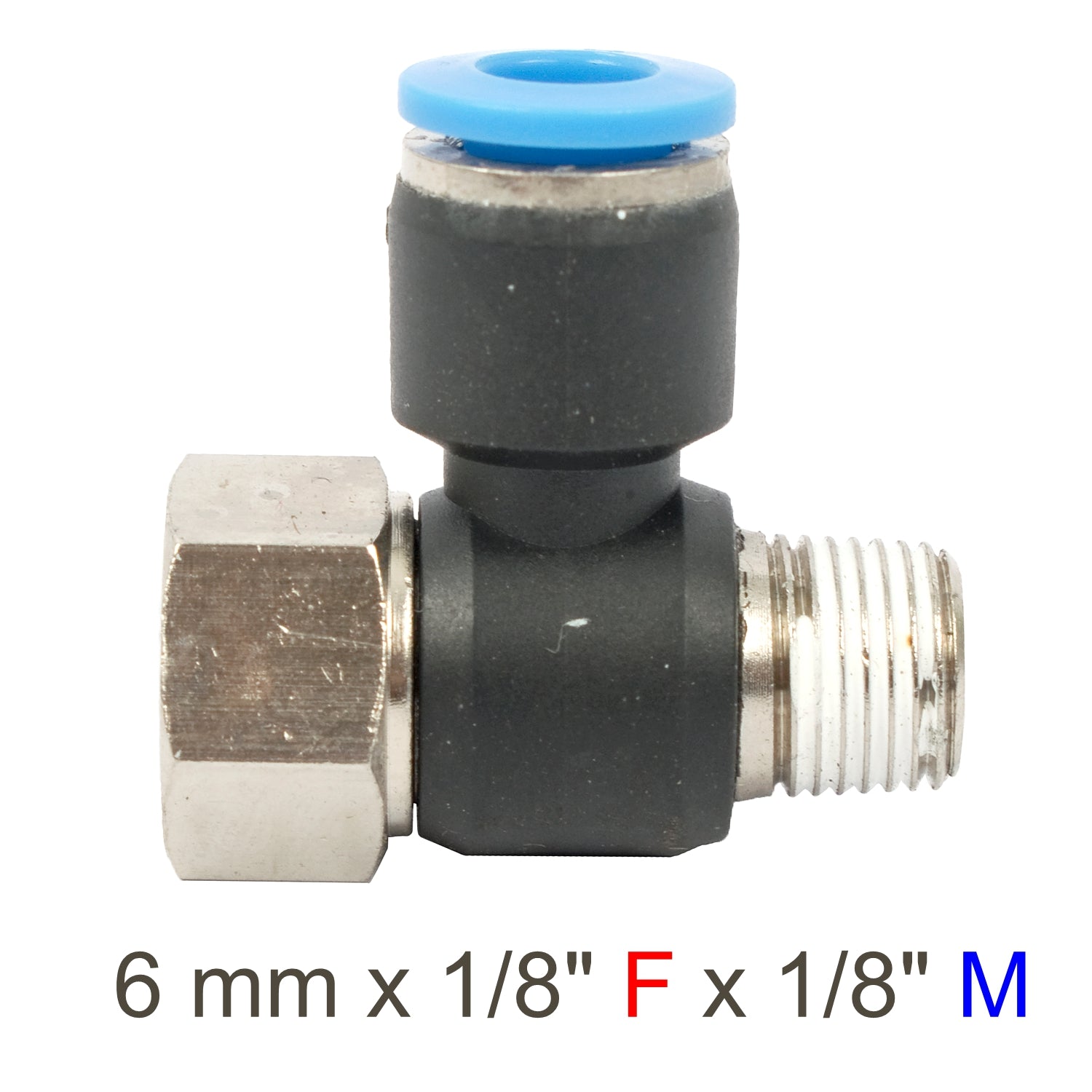 Pu Hose Fitting Tee 6 Mm X 1/8'f X 1/8'm