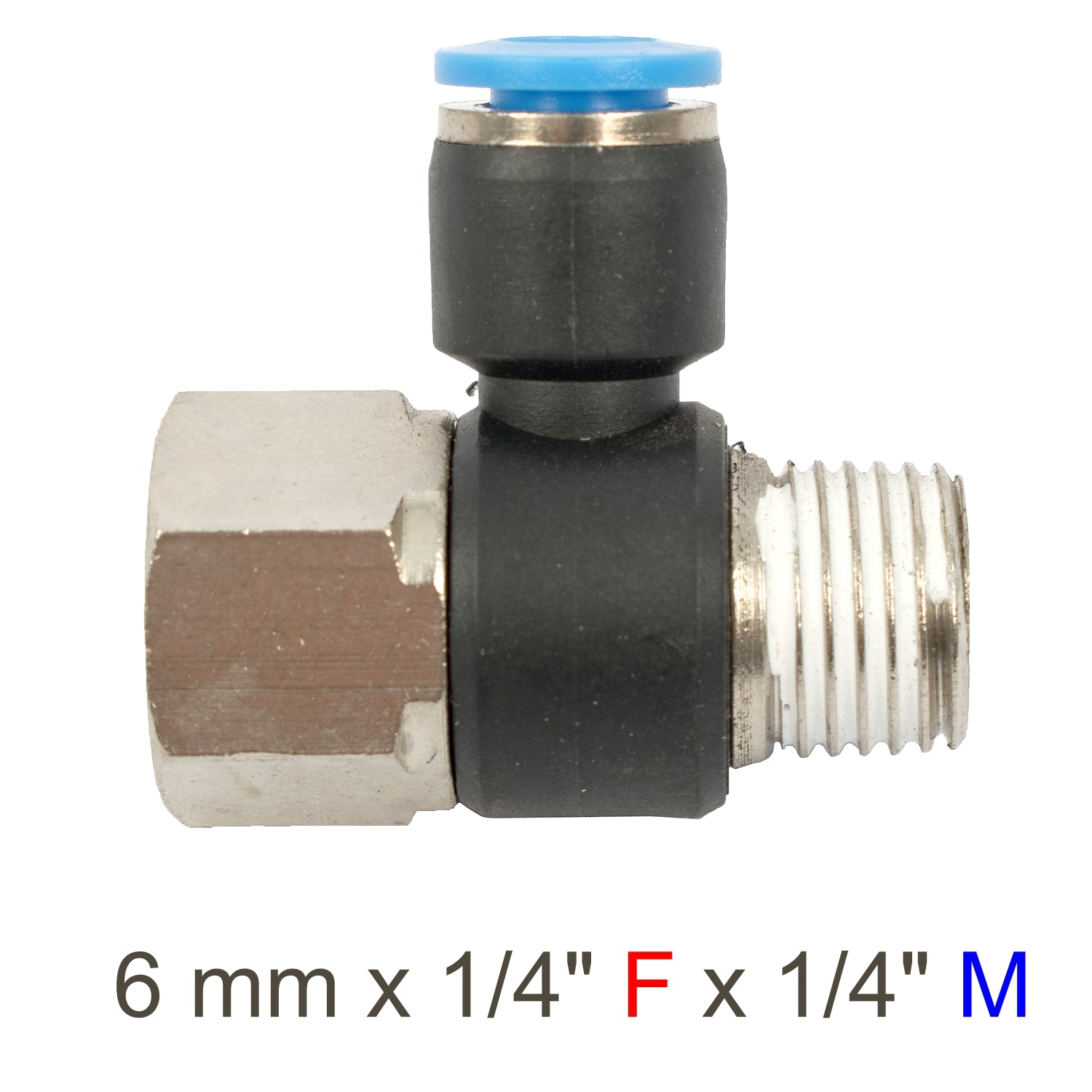 Pu Hose Fitting Tee 6 Mm X 1/4'f X 1/4'm