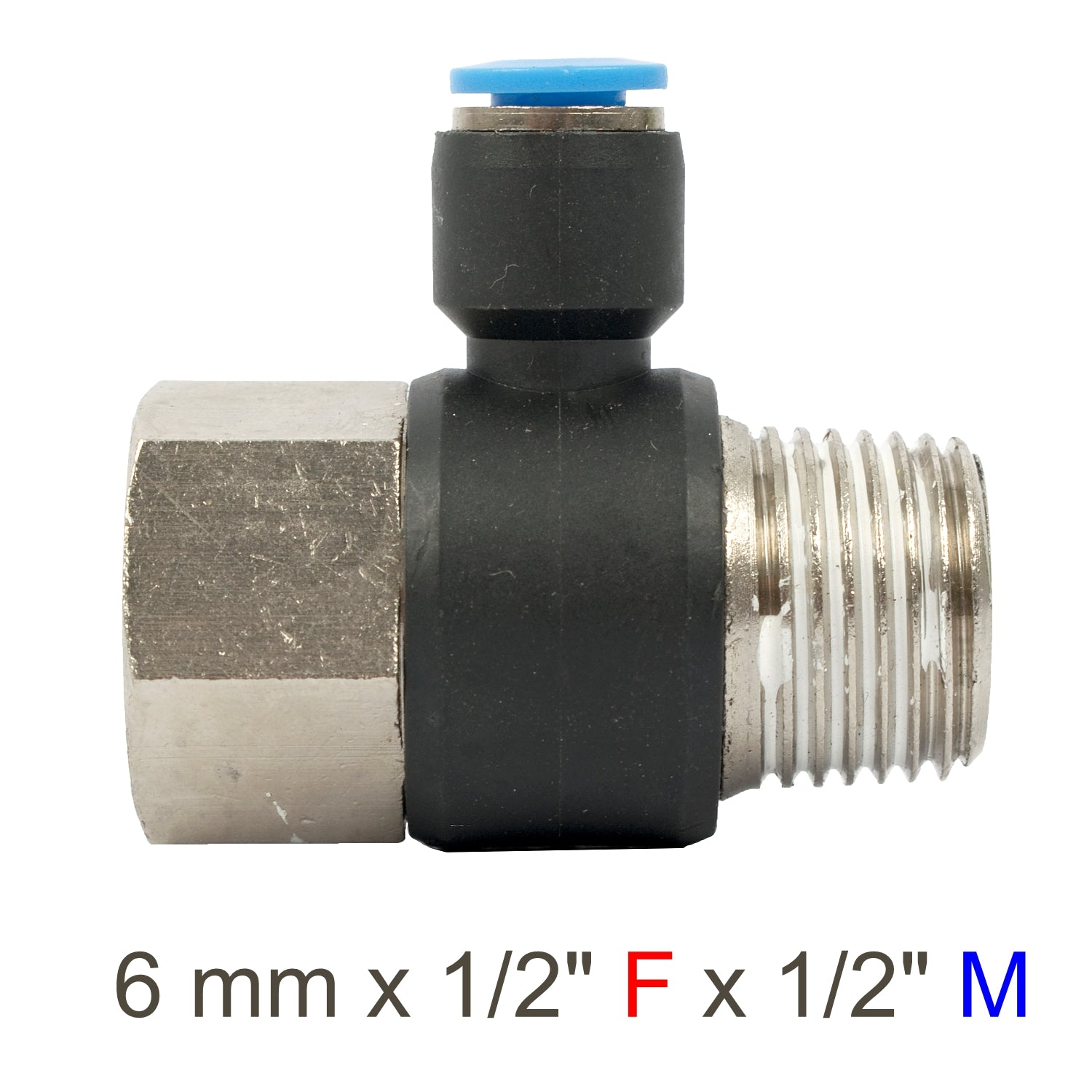 Pu Hose Fitting Tee 6 Mm X 1/2'f X 1/2'm