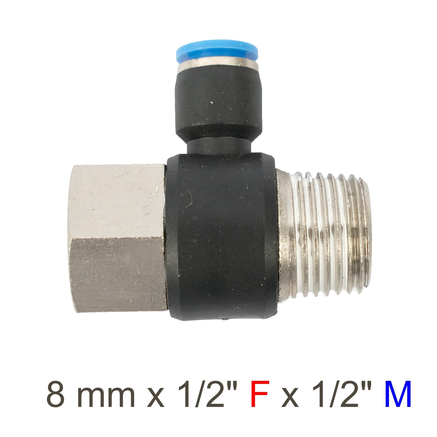 Pu Hose Fitting Tee 8 Mm X 1/2'f X 1/2'm