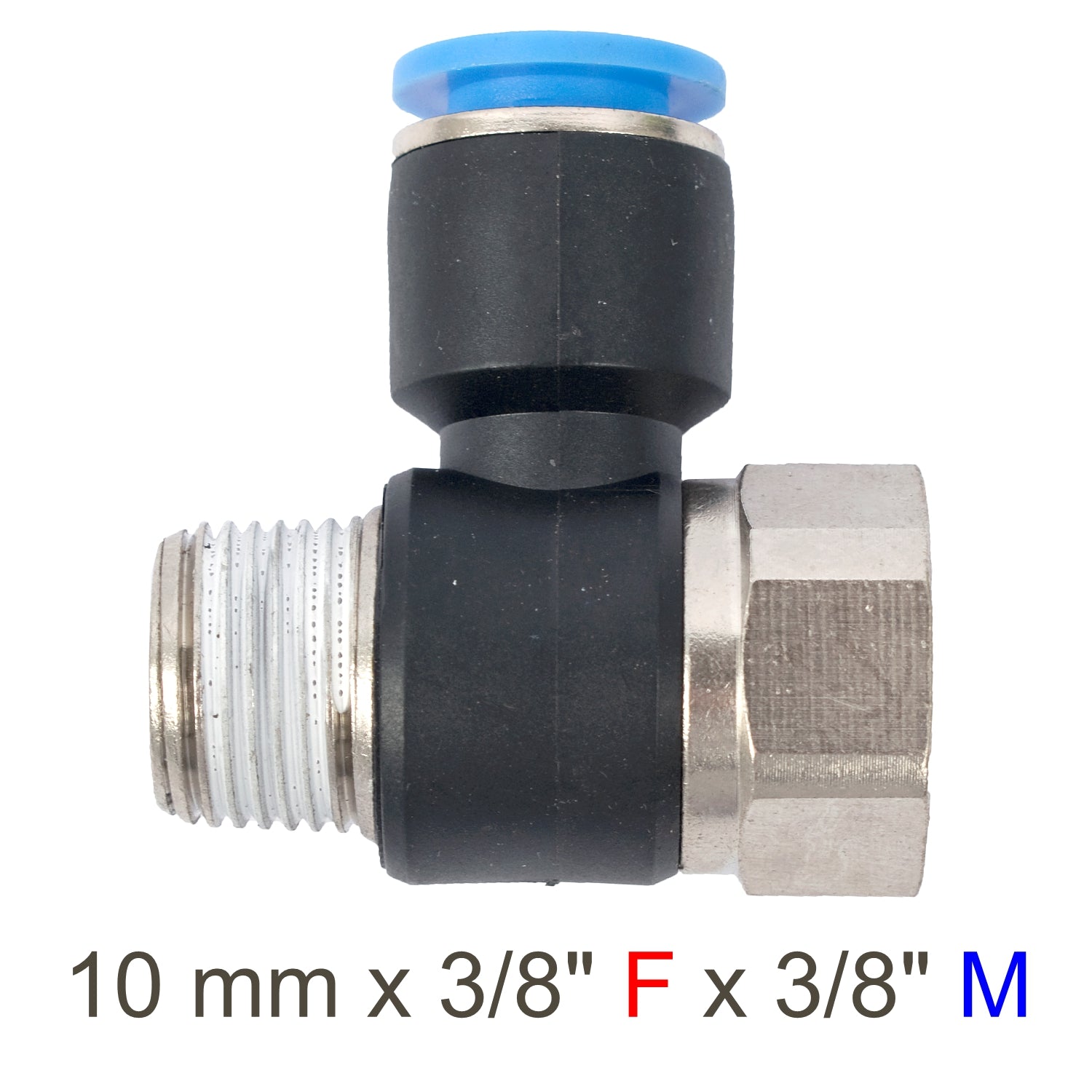 Pu Hose Fitting Tee 10 Mm X 3/8'f X 3/8'm