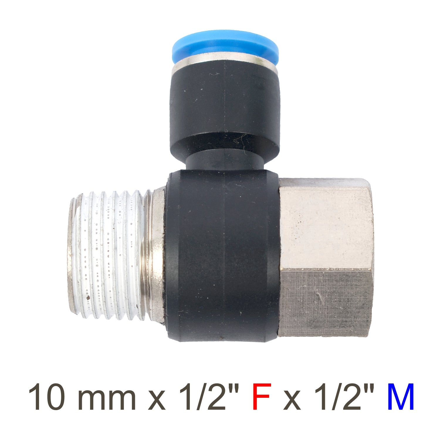 Pu Hose Fitting Tee 10 Mm X 1/2'f X 1/2'm