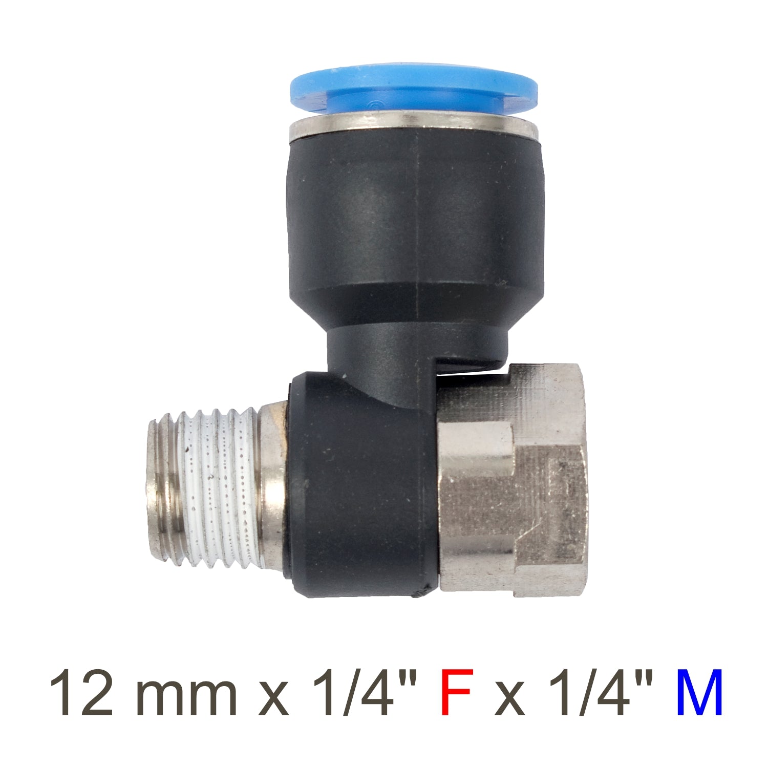 Pu Hose Fitting Tee 12 Mm X 1/4'f X 1/4'm