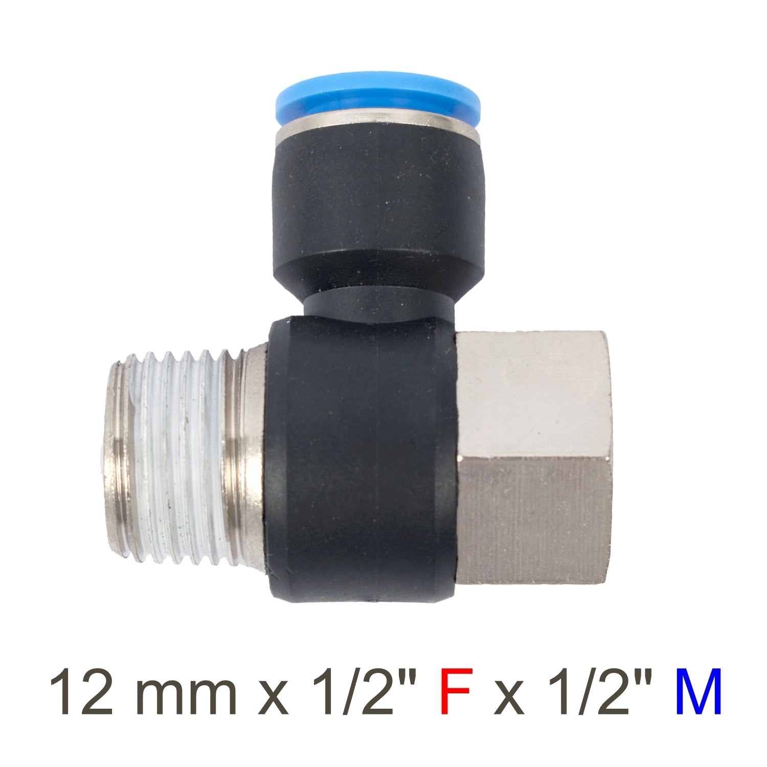 Pu Hose Fitting Tee 12 Mm X 1/2'f X 1/2'm