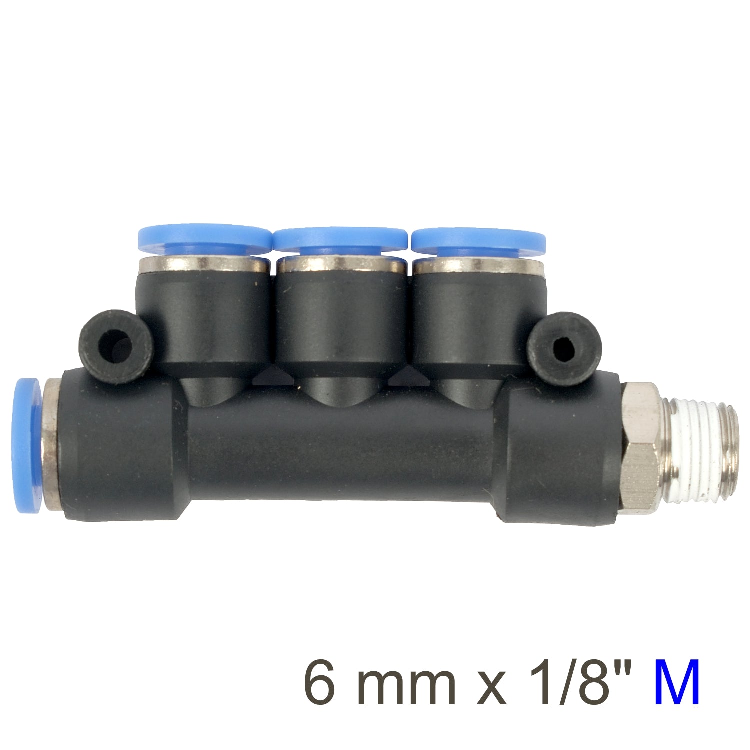 Pu Hose Fitting Manifold 4 X 6 Mm Port X 1/8'm