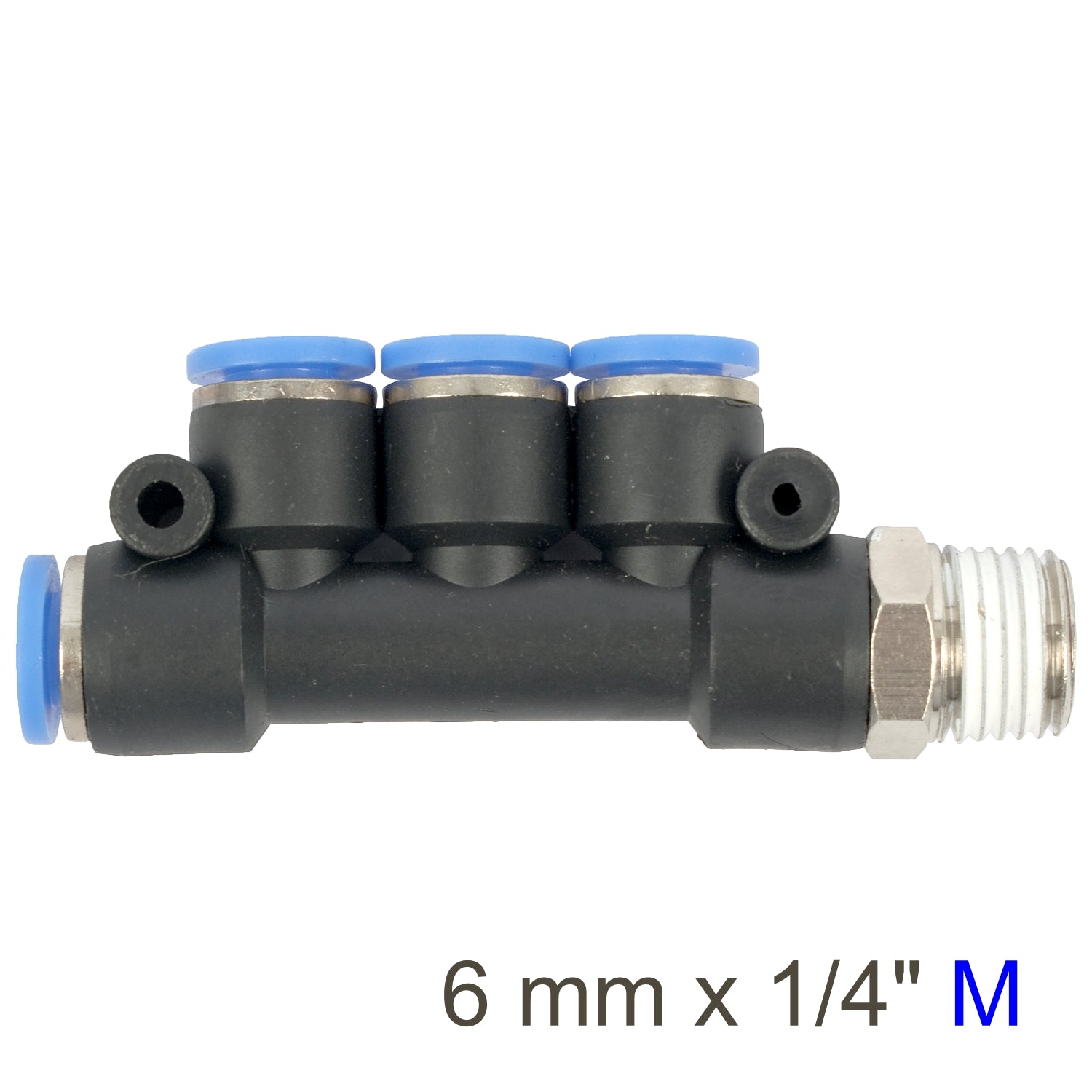 Pu Hose Fitting Manifold 4 X 6 Mm Port X 1/4'm