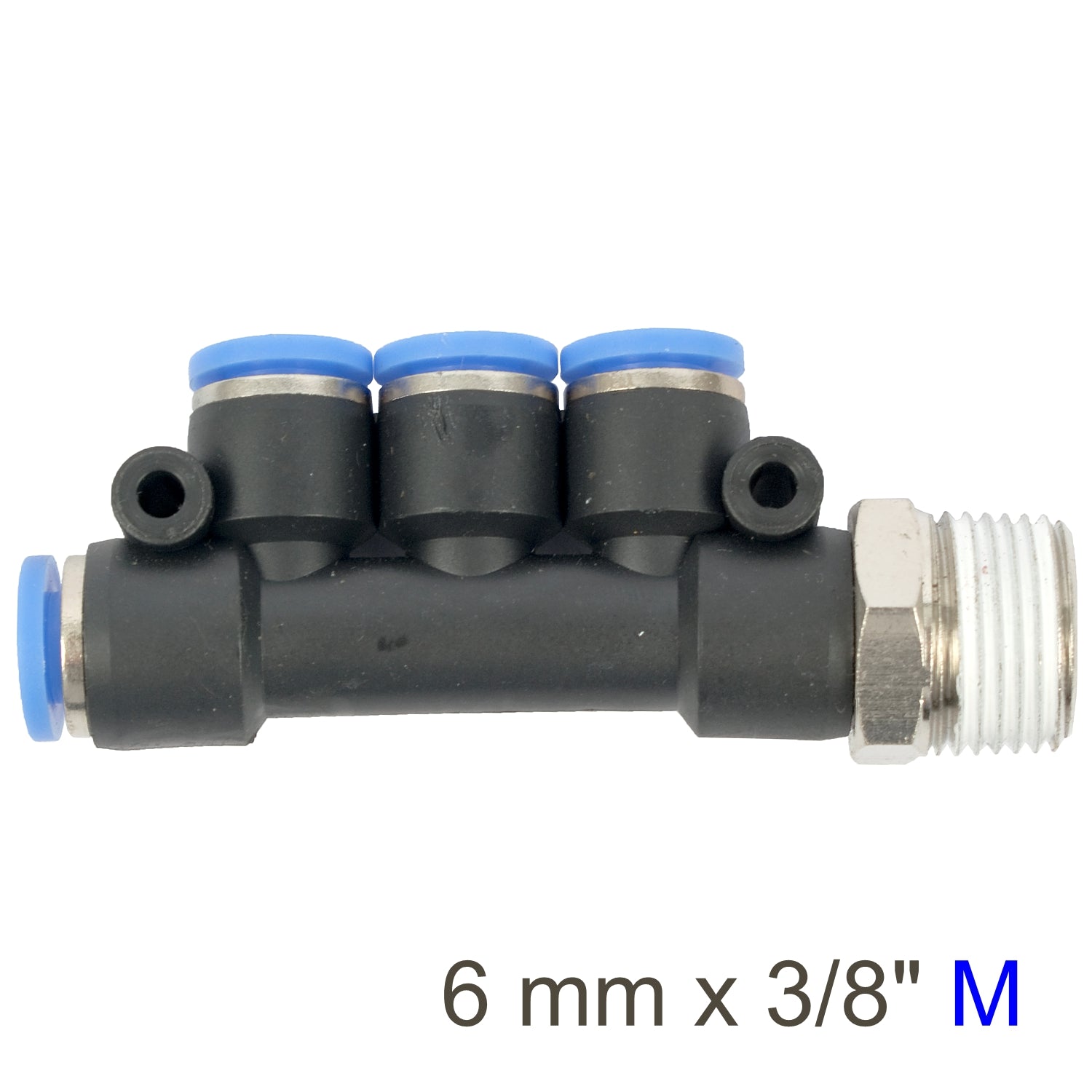 Pu Hose Fitting Manifold 4 X 6 Mm Port X 3/8'm