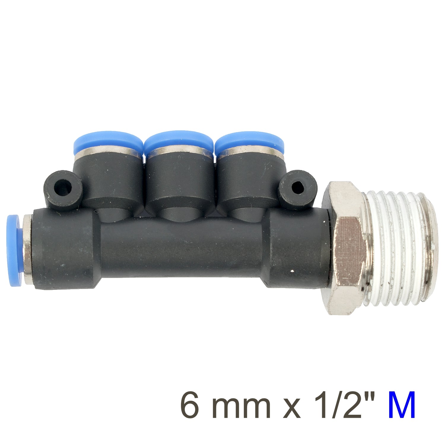 Pu Hose Fitting Manifold 4 X 6 Mm Port X 1/2'm