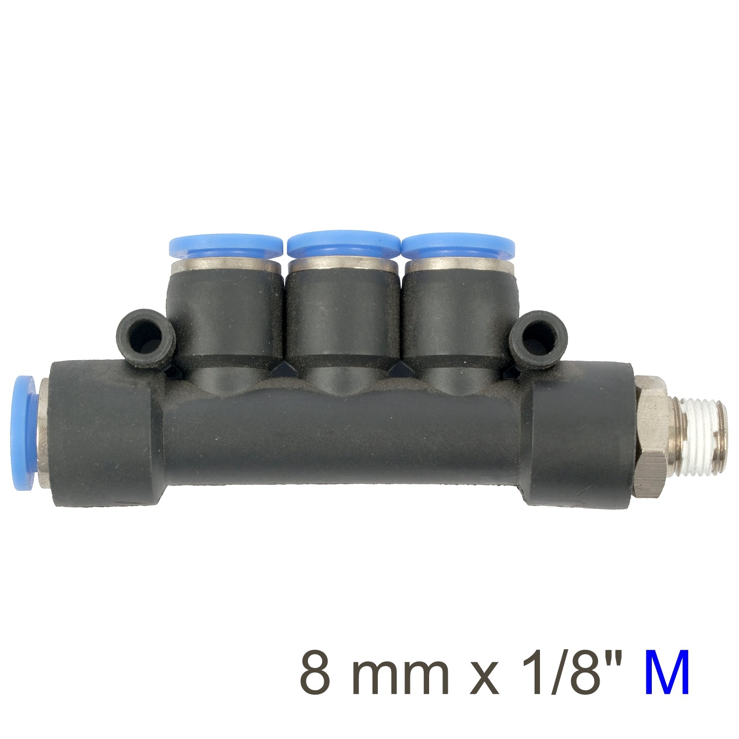 Pu Hose Fitting Manifold 4 X 8 Mm Port X 1/8'm