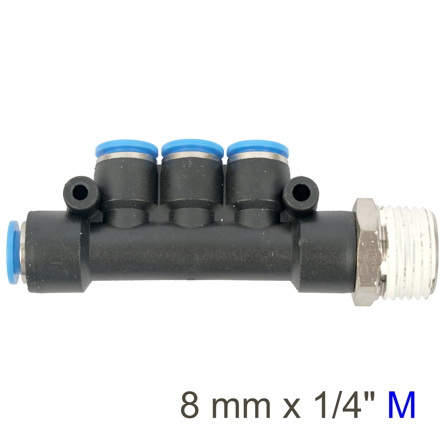 Pu Hose Fitting Manifold 4 X 8 Mm Port X 1/4'm