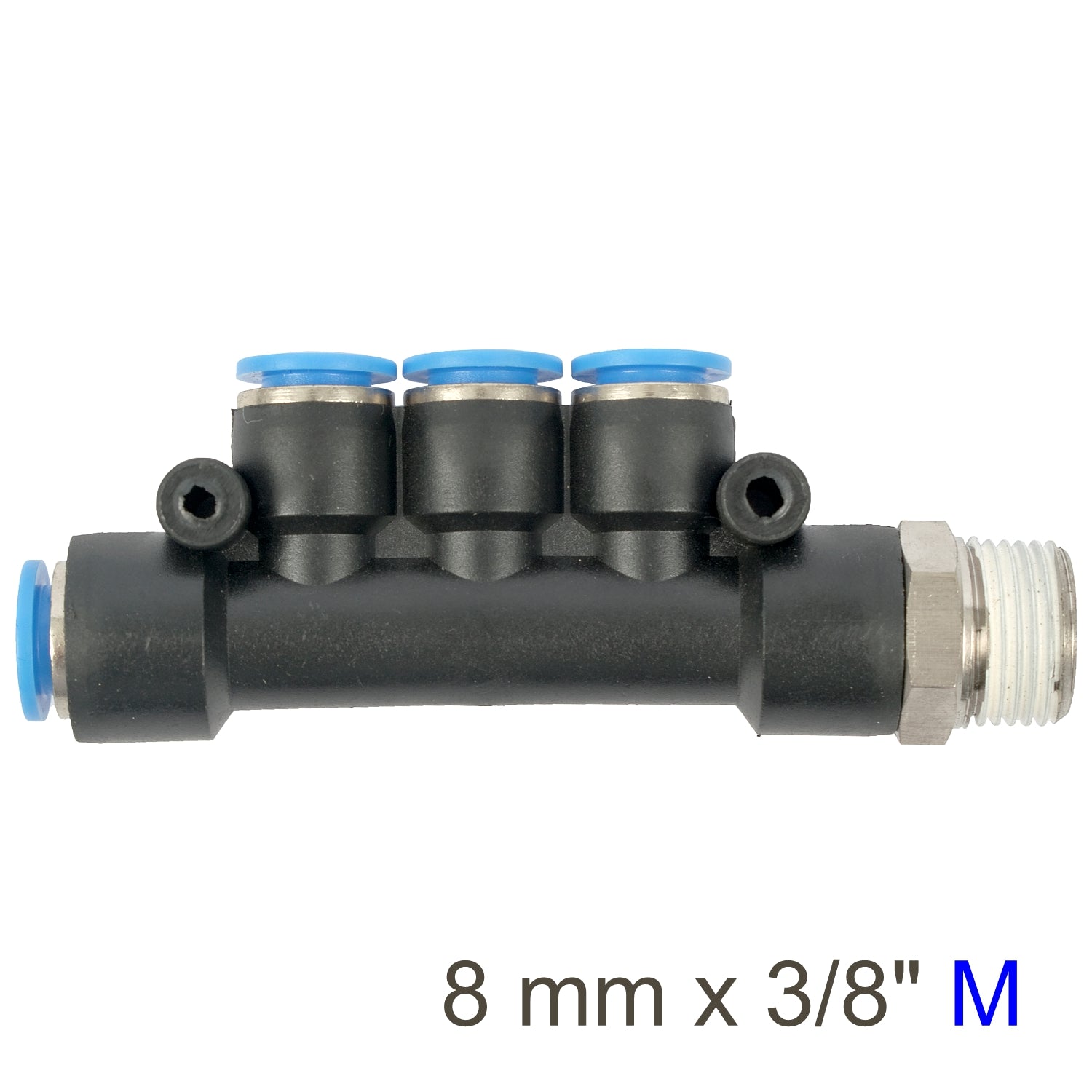 Pu Hose Fitting Manifold 4 X 8 Mm Port X 3/8'm