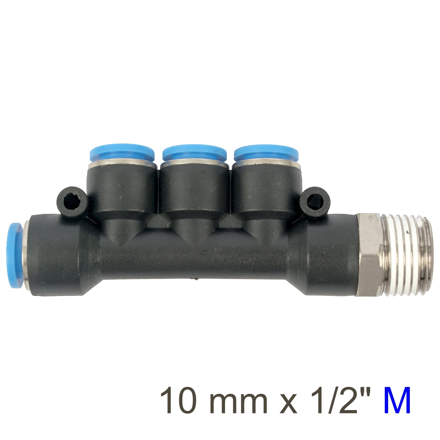 Pu Hose Fitting Manifold 4 X 10 Mm Port X 1/2'm