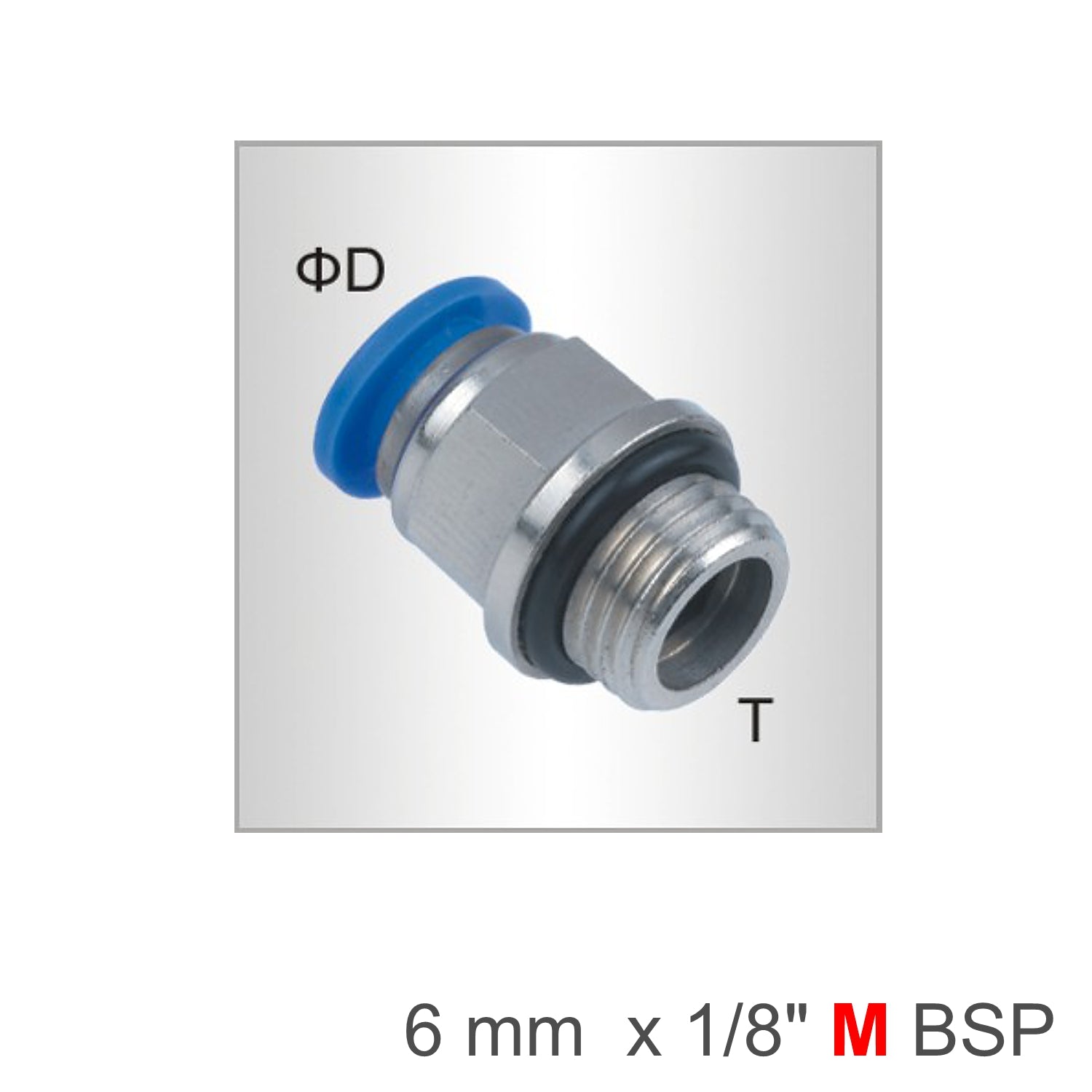 Pu Fitting Straight Stud /O Ring 6 Mm 1/8 M