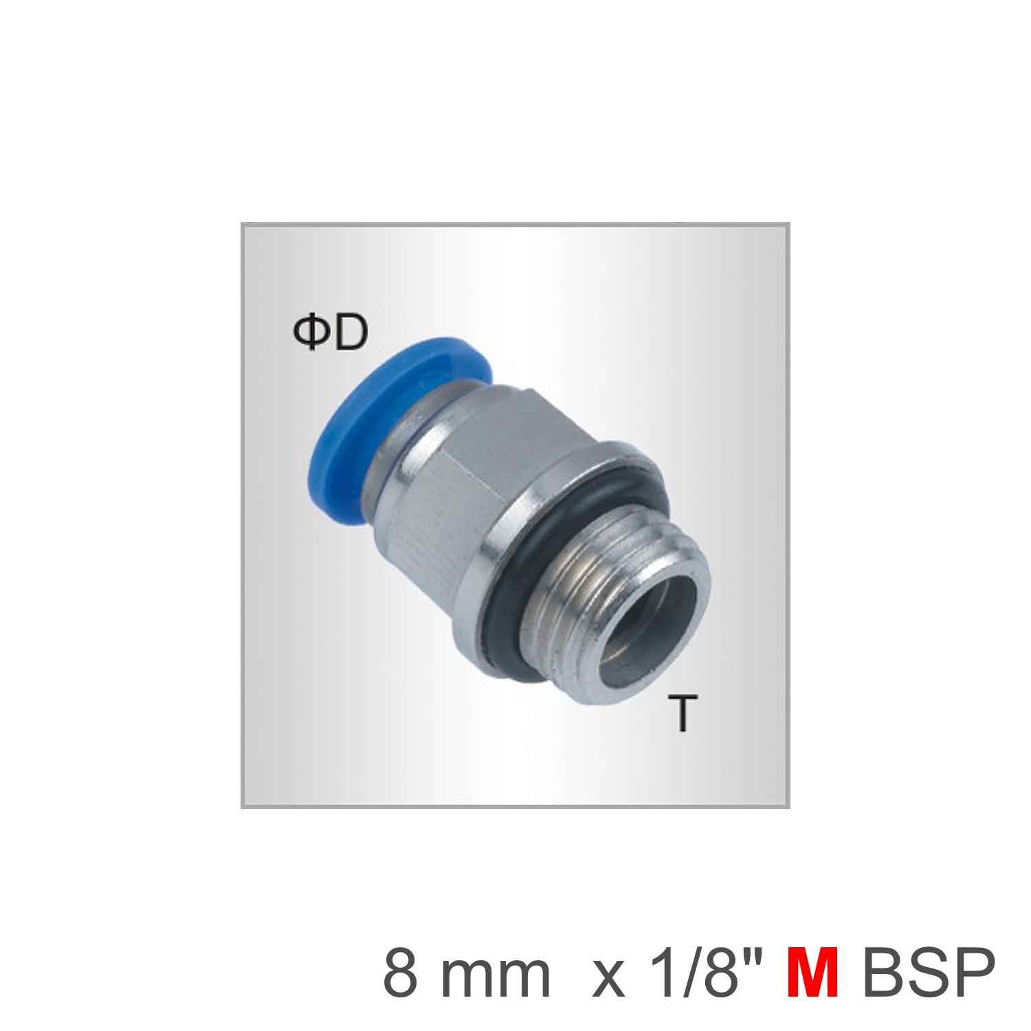 Pu Fitting Str. Stud W/O Ring 8 Mm 1/8 M