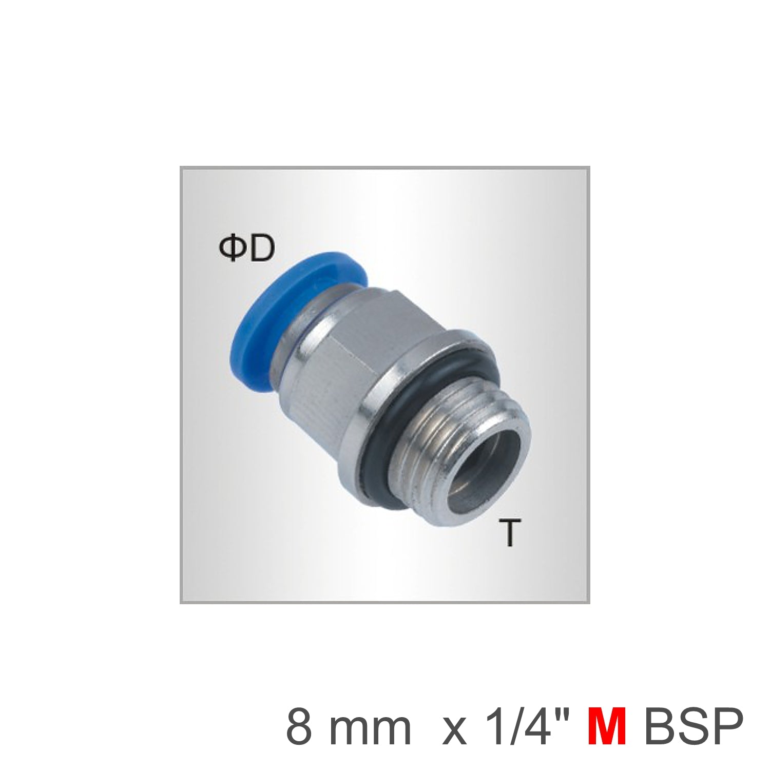 Pu Fitting Str. Stud W/O Ring 8 Mm 1/4 M