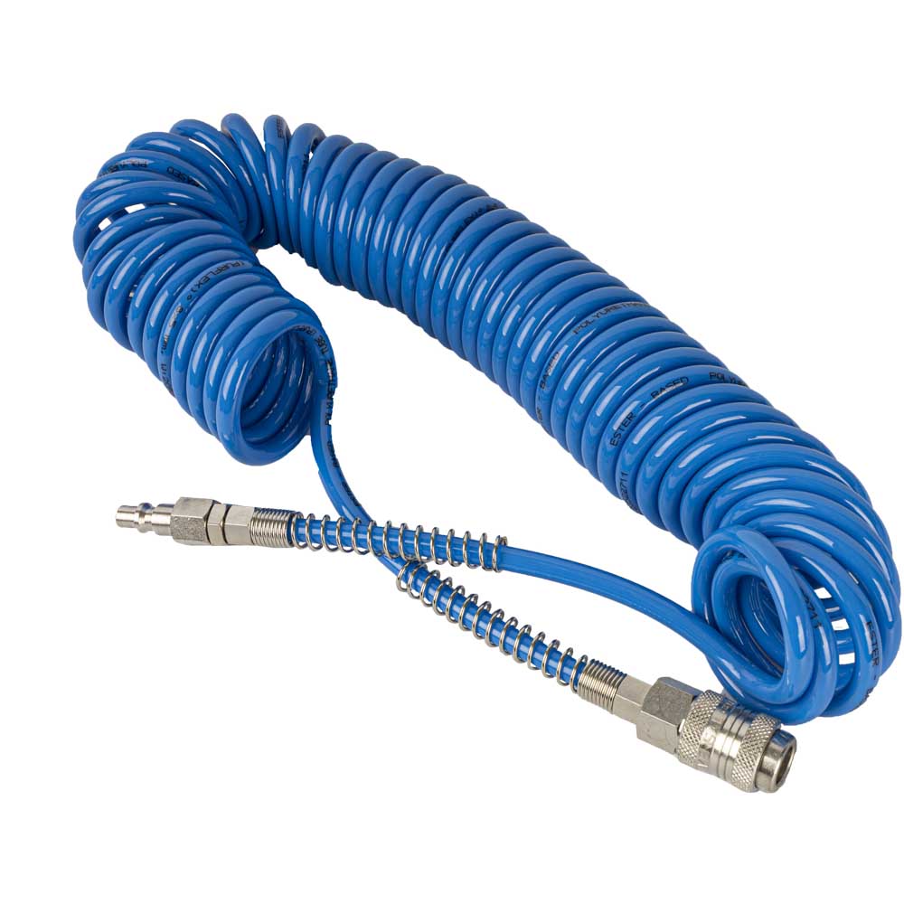 Spiral Polyp Hose Blue 5 Mmx8 Mmx8 M With Quick Couplers Bx15 Pu8 5