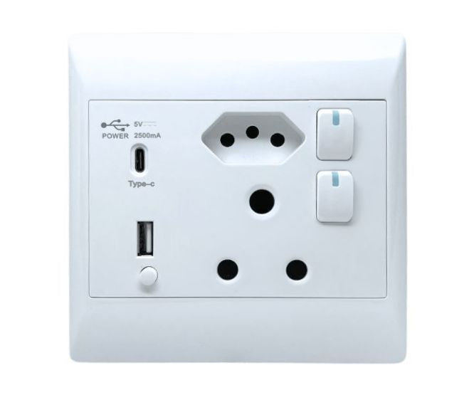 Wall Socket With Usb A And Usb C Chargers Sti 1079