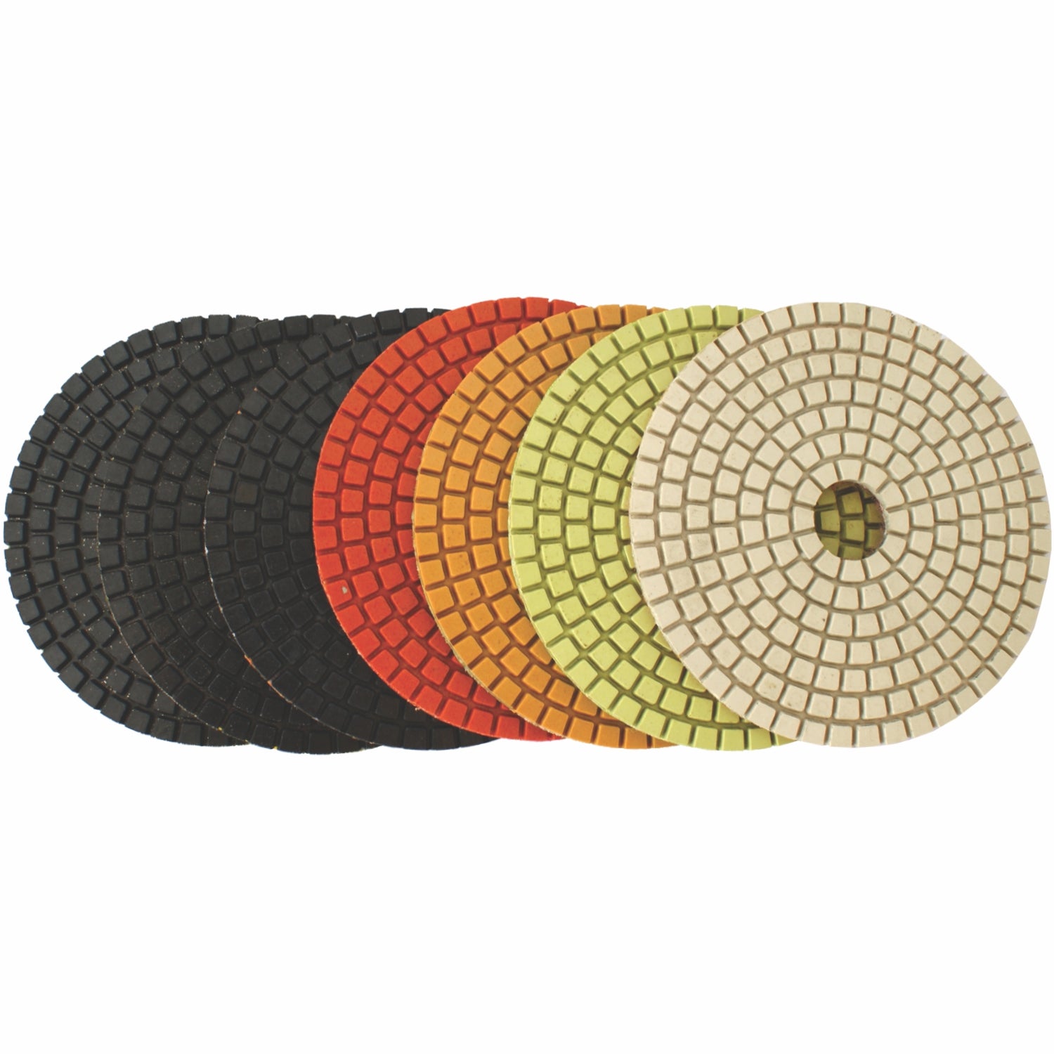 Set Of 7 Diamond Wet Polishing Pads 100 Mm