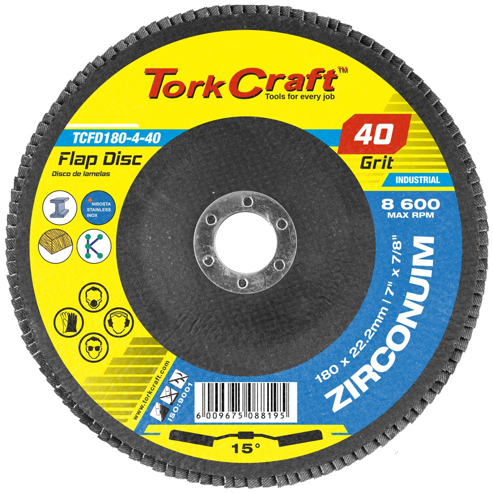 Flap Disc Zirconium 180 Mm 40 Grit Angled