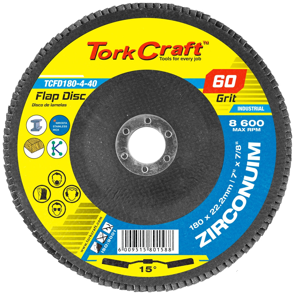 Flap Disc Zirconium 180 Mm 60 Grit Angled