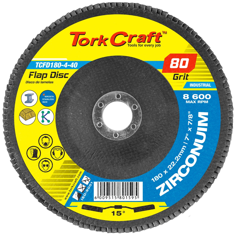 Flap Disc Zirconium 180 Mm 80 Grit Angled