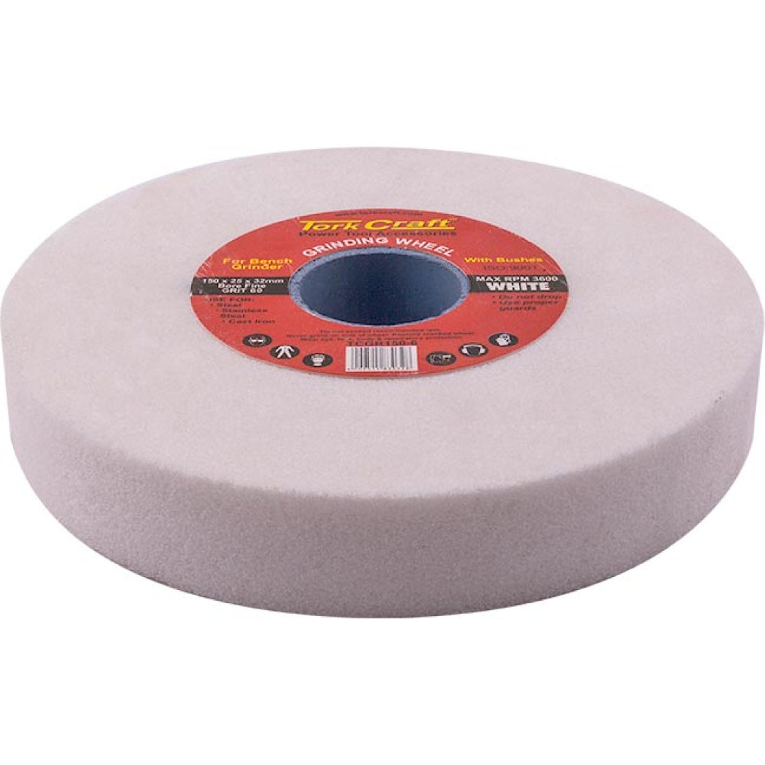 Grinding Wheel 150 X25 X32 Mm White Coarse 36 Gr W/Bushes For Bench Grinde