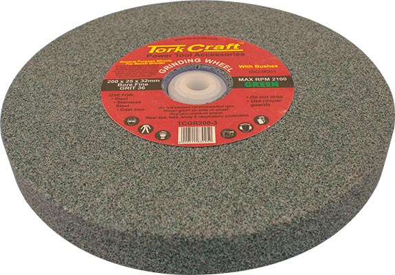 Grinding Wheel 200 X25 X32 Mm Green Coarse 36 Gr W/Bushes For Bench Grin