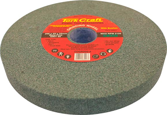 Grinding Wheel 200 X25 X32 Mm Bore Fine 60 Gr W/Bushes For B/G Green