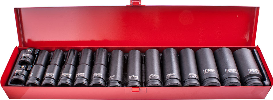 15 Pc 1/2' Dr Imp Socket Set(10 27 + 2 X Adaptors 3/8 X1/2 & 1/2 X3/8 )