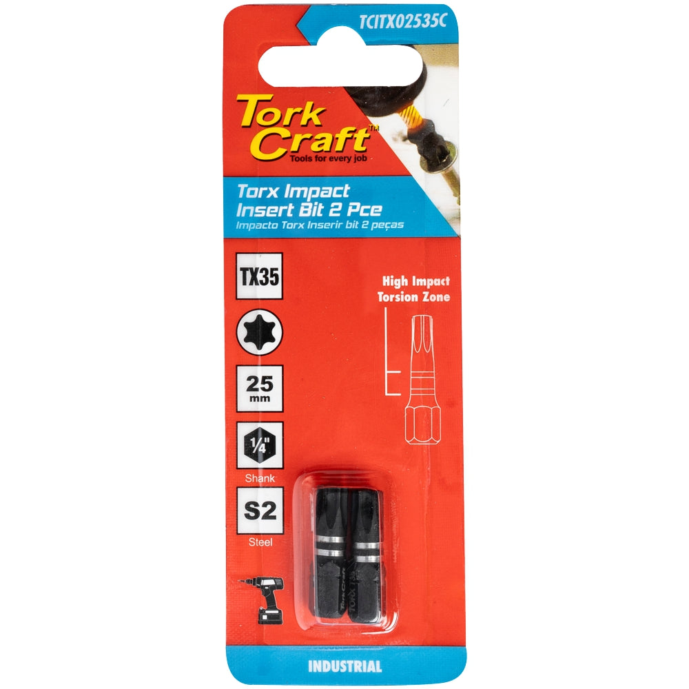 Torx Tx 35 Impact Insert Bit 25 Mm 2 Pc Carded