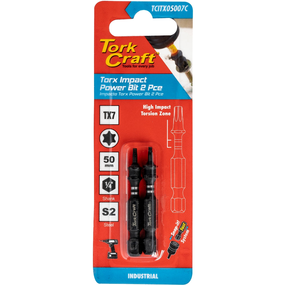 Torx Tx 7 Impact Power Bit 50 Mm 2 Pc Carded