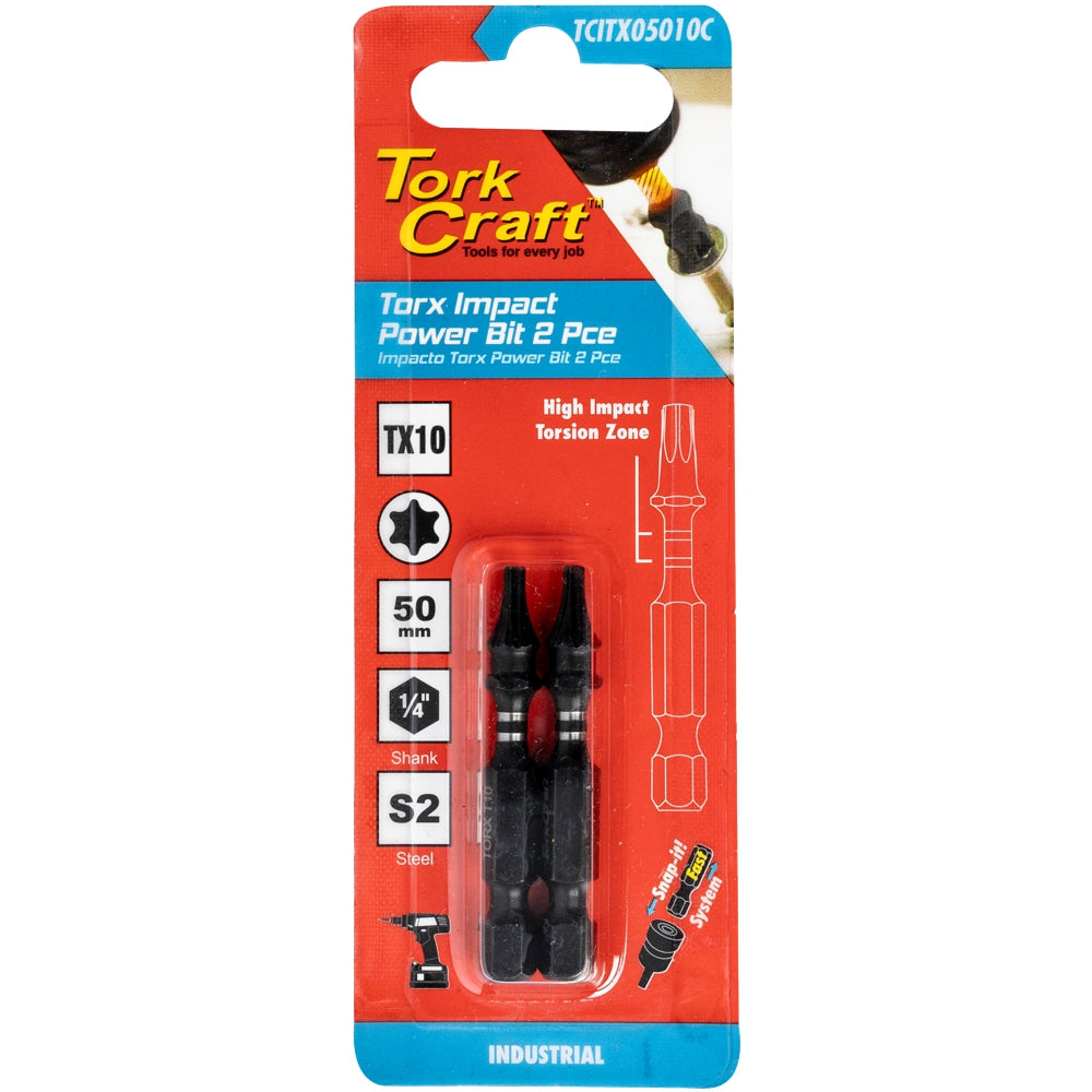 Torx Tx 10 Impact Power Bit 50 Mm 2 Pc Carded