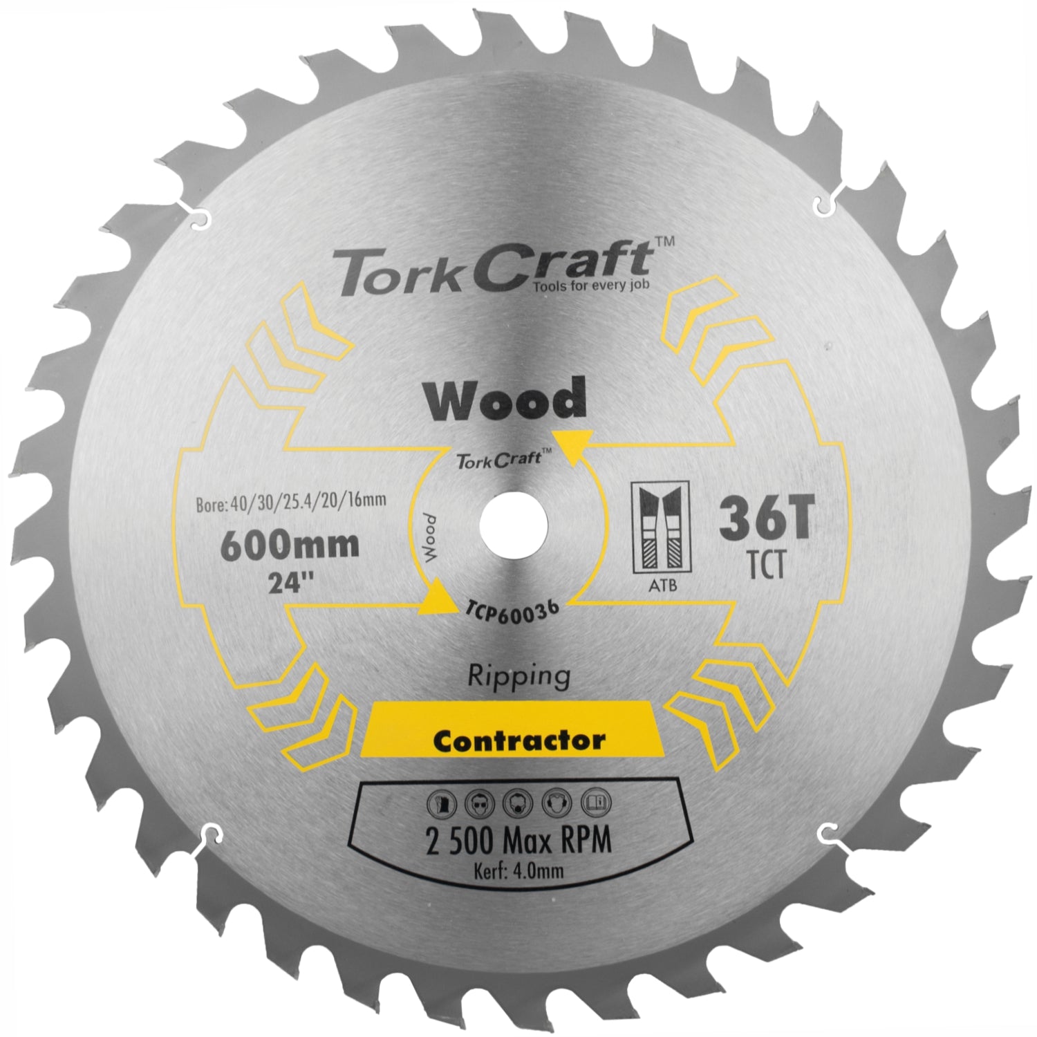 Tct Saw Blade Ripping 600 X36 T 40/30/25.4/20/16