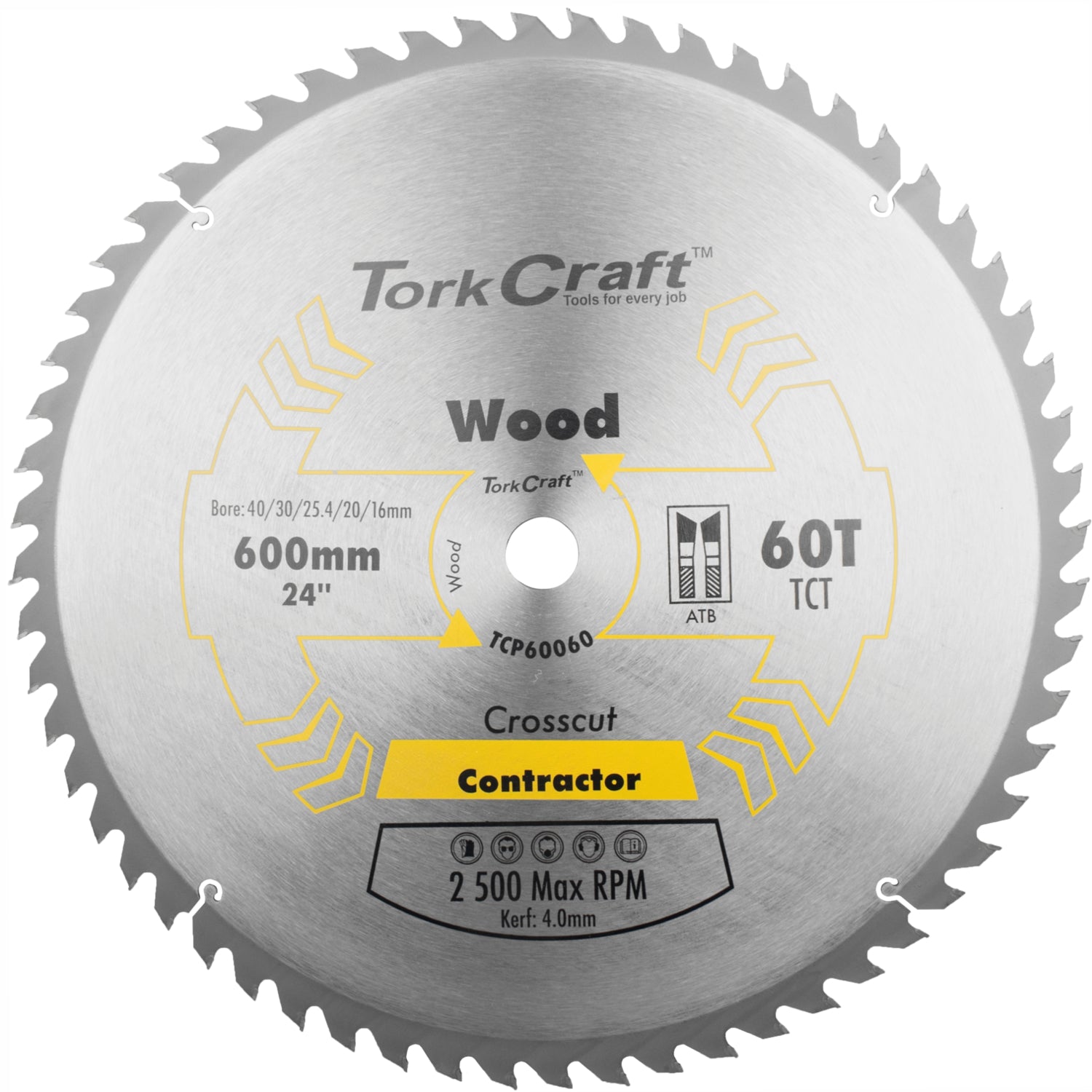 Tct Saw Blade 600 X60 T 4 Mm Kerf 40/30/1/20/16