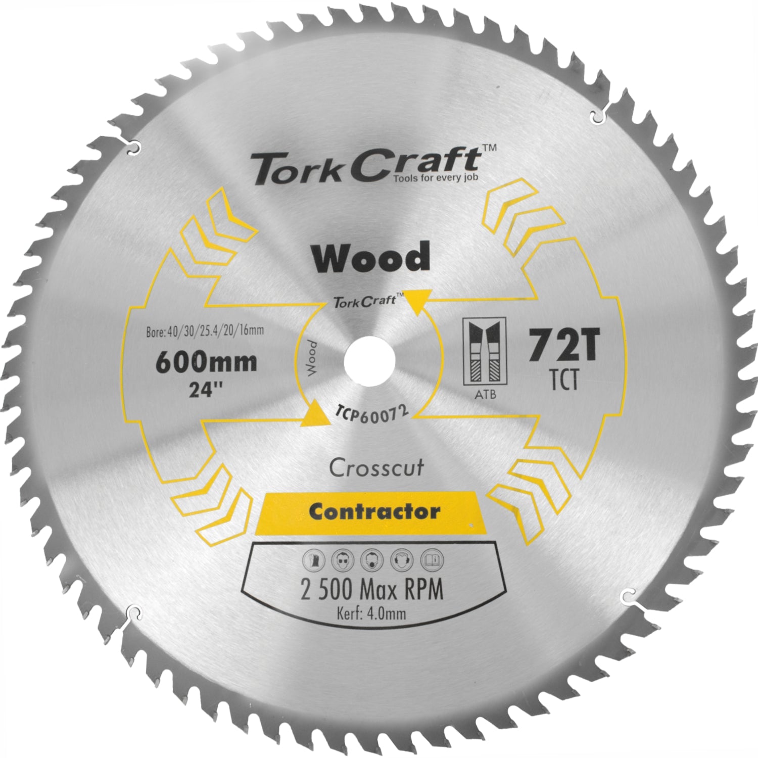 Tct Saw Blade Rip & Cross 600 X72 T 40/30/25.4/20/16